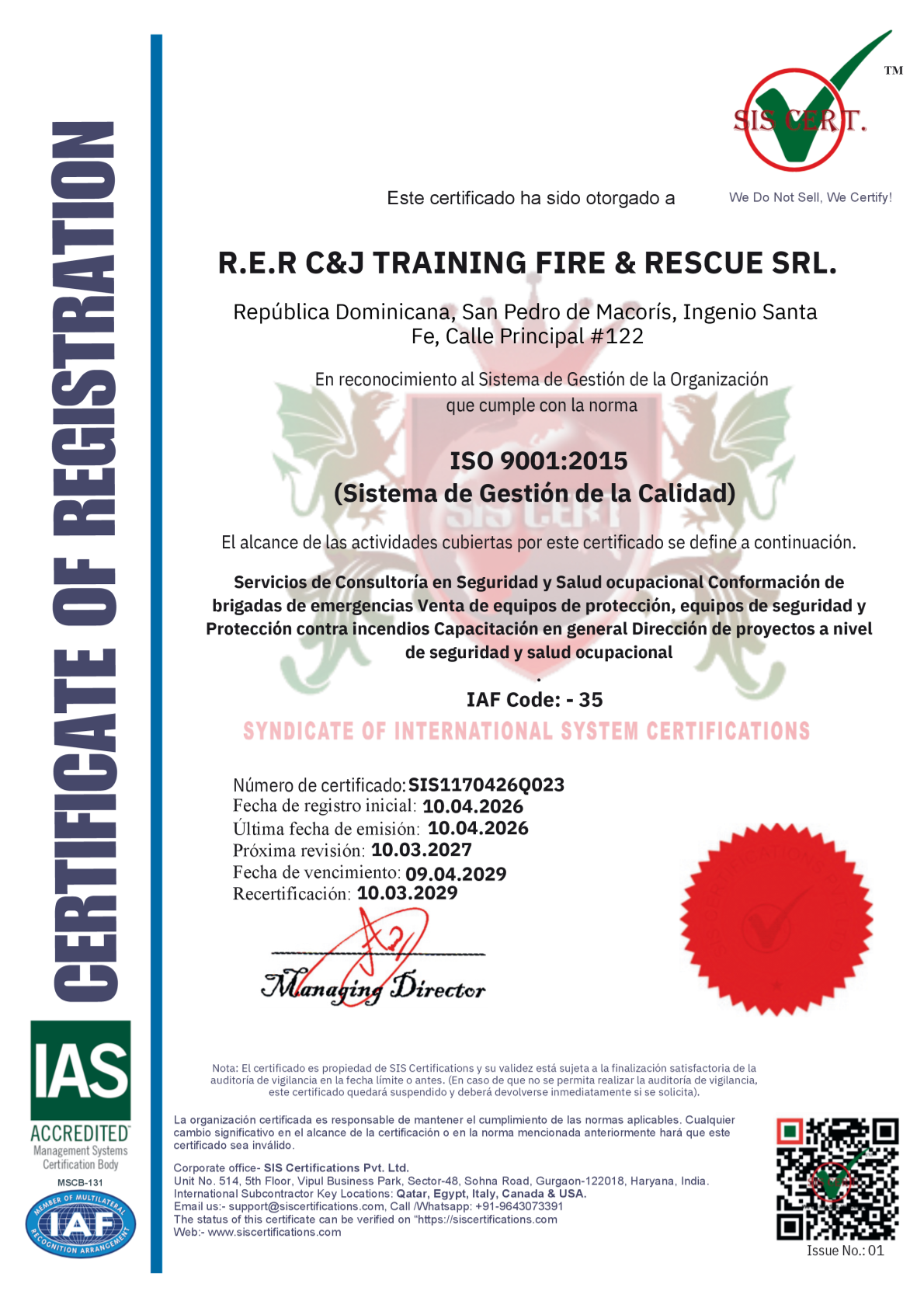 Certificado ISO Internacional